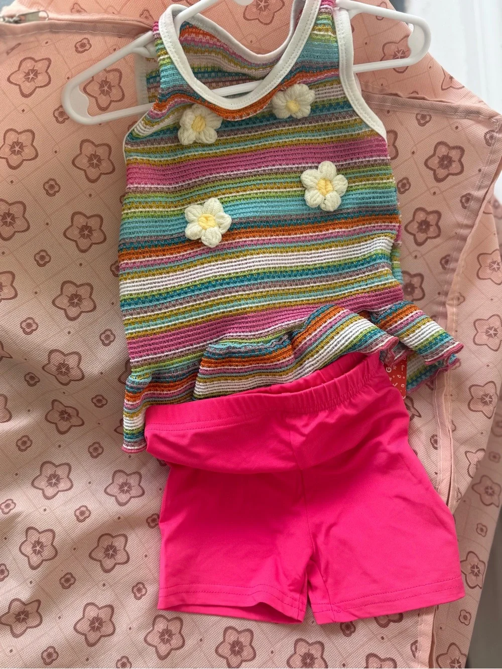 & Other Stories Multicolor Striped Tank with Hot Pink Shorts